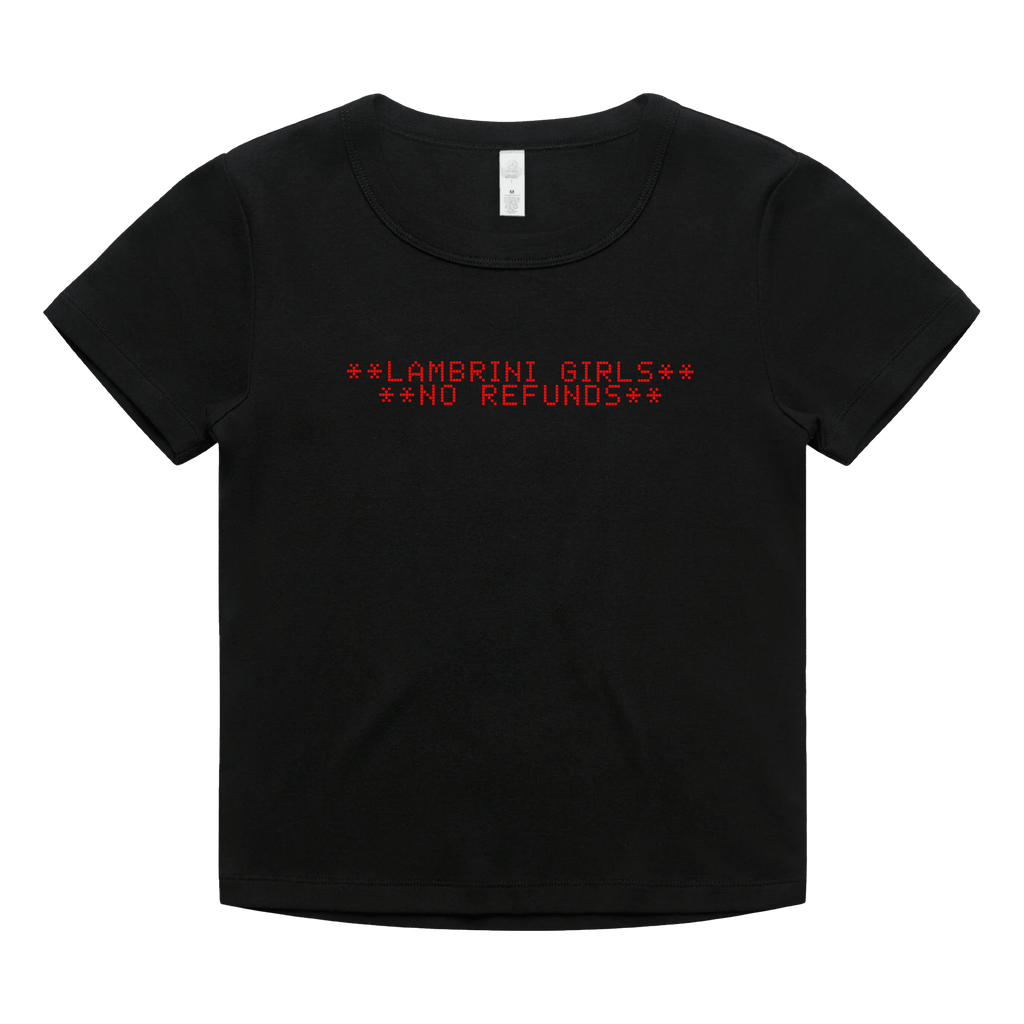 No Refunds Baby Tee - Black